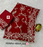 Elegant Blooming Vichitra Silk Saree with Heavy Ribbon & Sequins Work