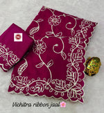 Elegant Blooming Vichitra Silk Saree with Heavy Ribbon & Sequins Work