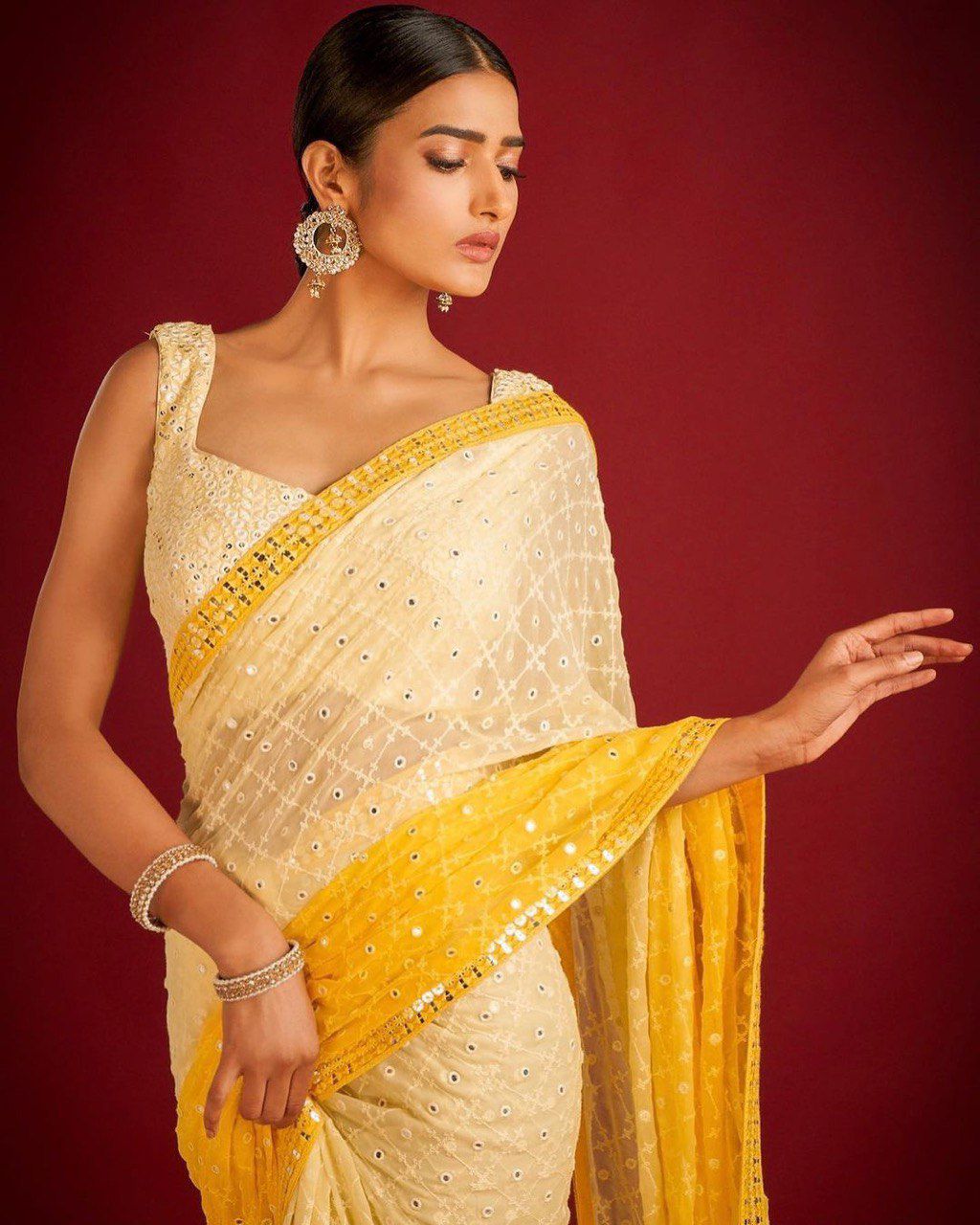 Designer Georgette Saree with Heavy 7mm Sequin & Thread Embroidery