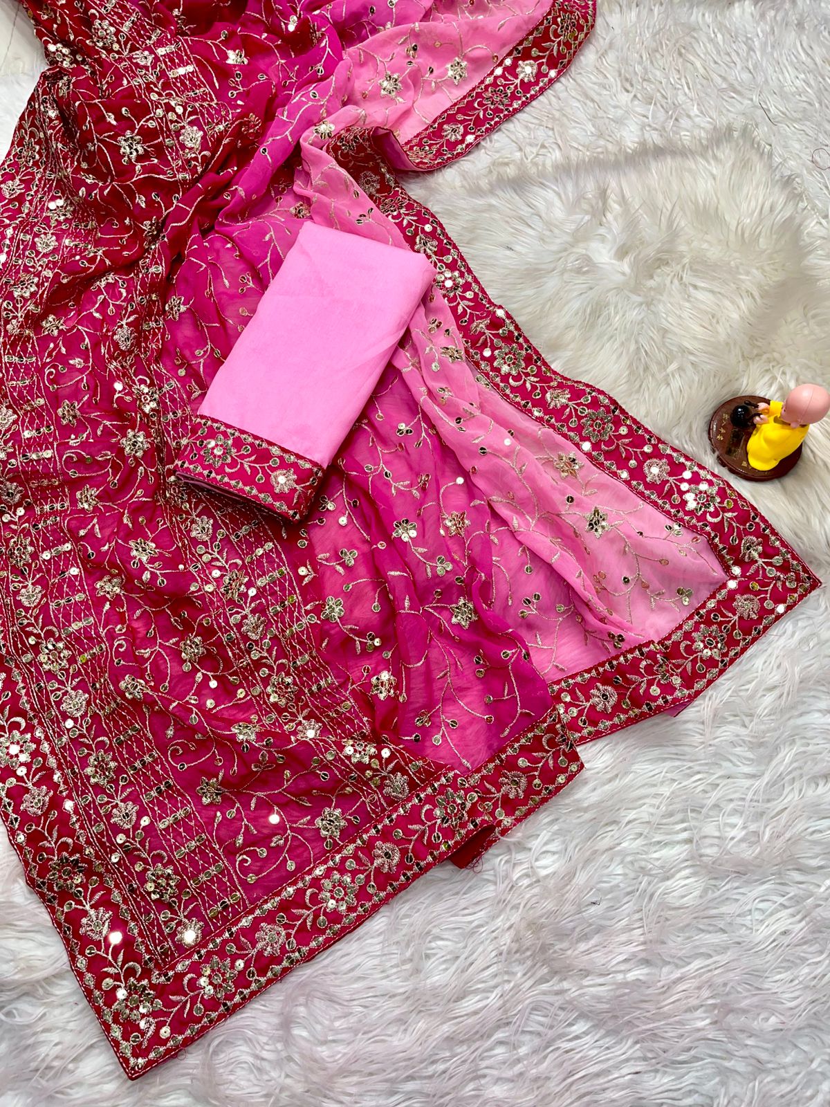 Designer Georgette Saree with Heavy 7mm Sequin & Thread Embroidery