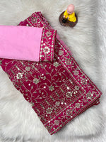 Designer Georgette Saree with Heavy 7mm Sequin & Thread Embroidery