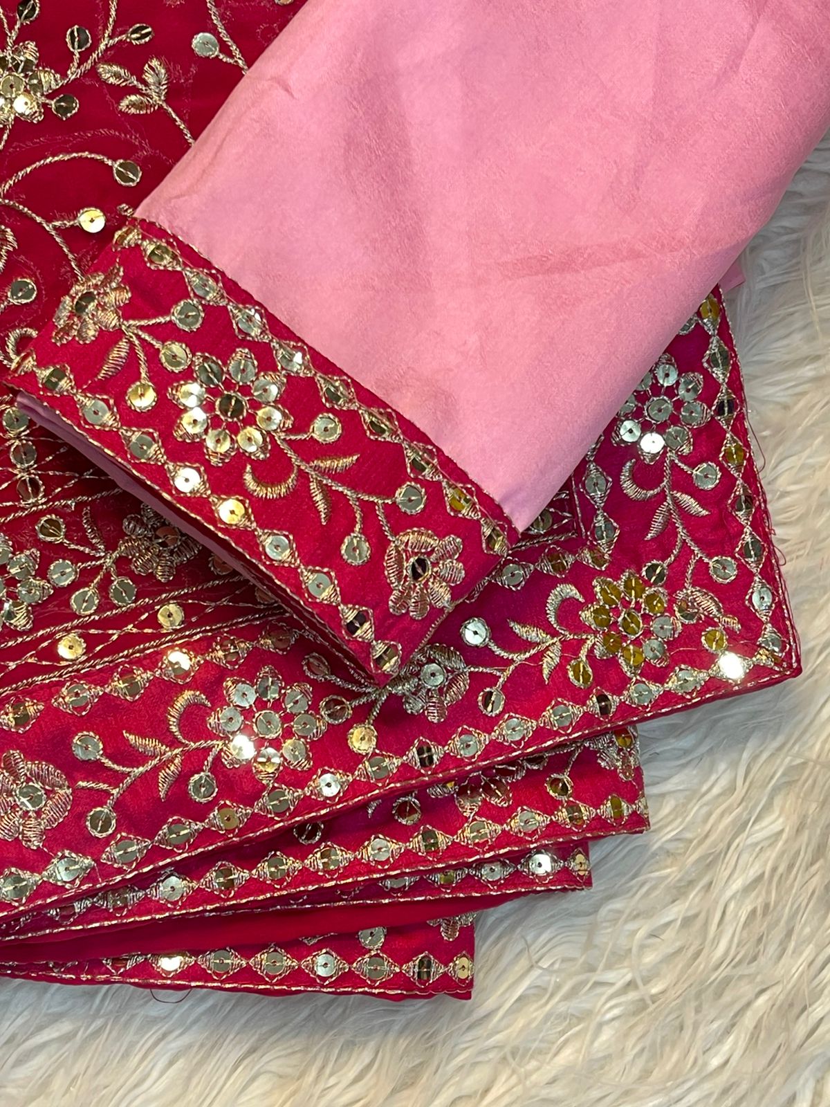 Designer Georgette Saree with Heavy 7mm Sequin & Thread Embroidery