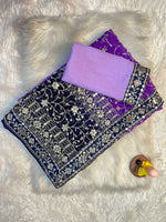 Designer Georgette Saree with Heavy 7mm Sequin & Thread Embroidery