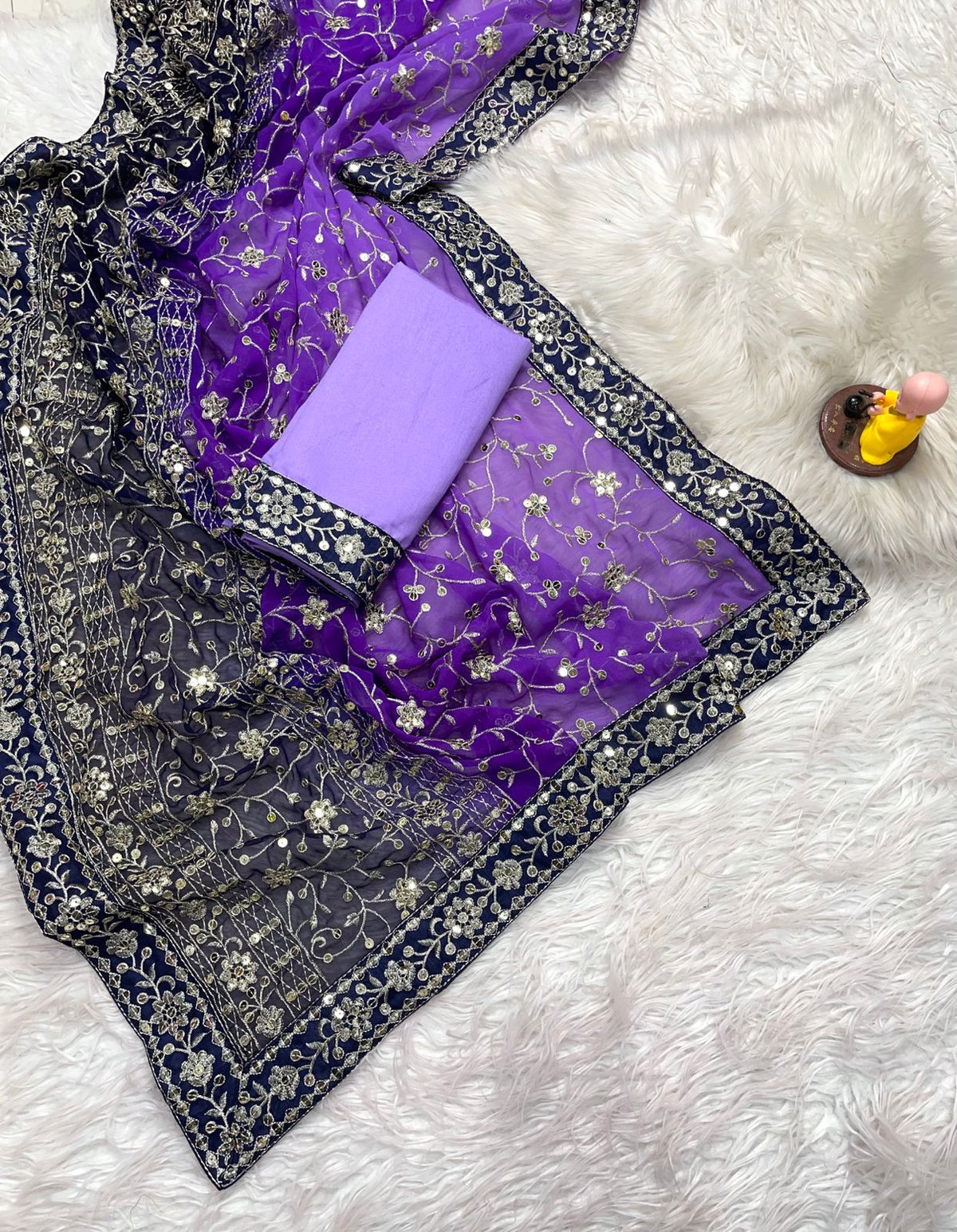 Designer Georgette Saree with Heavy 7mm Sequin & Thread Embroidery