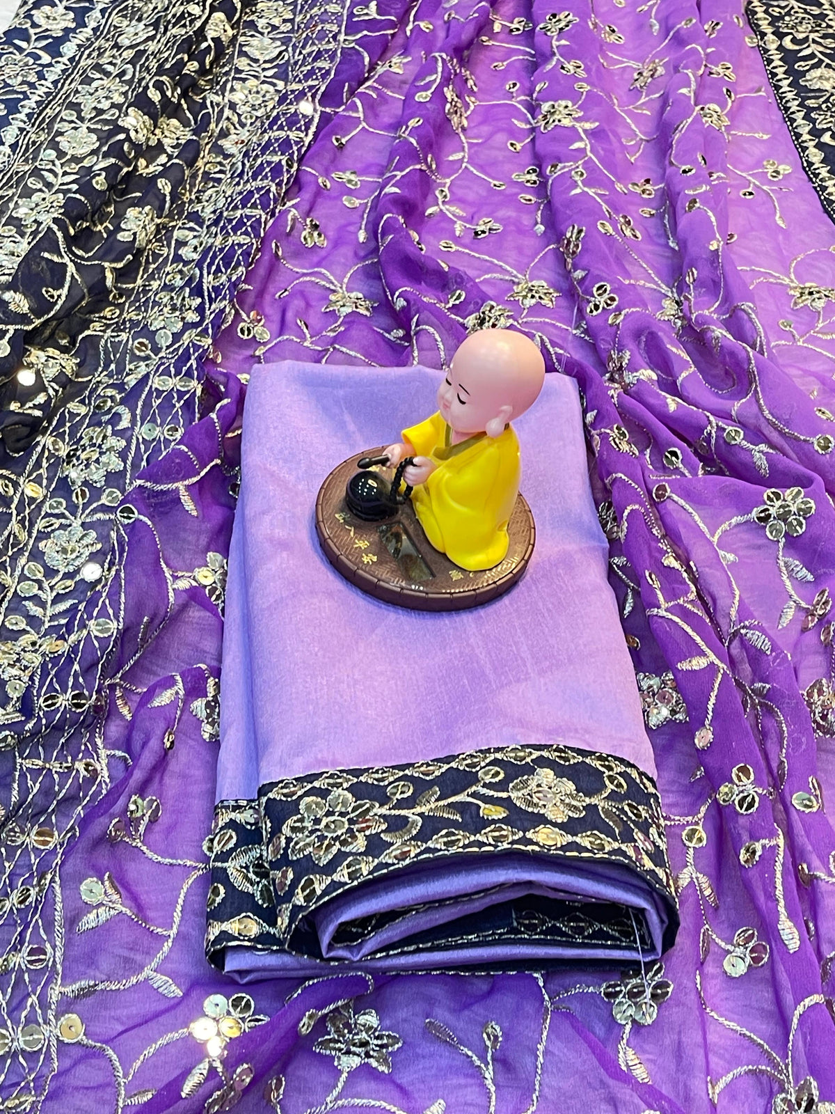 Designer Georgette Saree with Heavy 7mm Sequin & Thread Embroidery