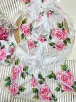 Pure Soft Organza Teby Silk Saree with Floral Prints & Khatli Handwork Border
