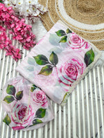 Pure Soft Organza Teby Silk Saree with Floral Prints & Khatli Handwork Border