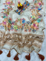 Mitra Tabby Silk Organza Saree with Digital Print & Handwork
