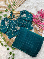 Pure Soft Satin Silk Saree with Heavy Hand Jharkhand Border & Fully Stitched Beads Jhal Blouse