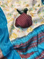 Elegant Dull Moss Jik-Jak Pattern Saree with Matching Blouse – Super Soft Fabric