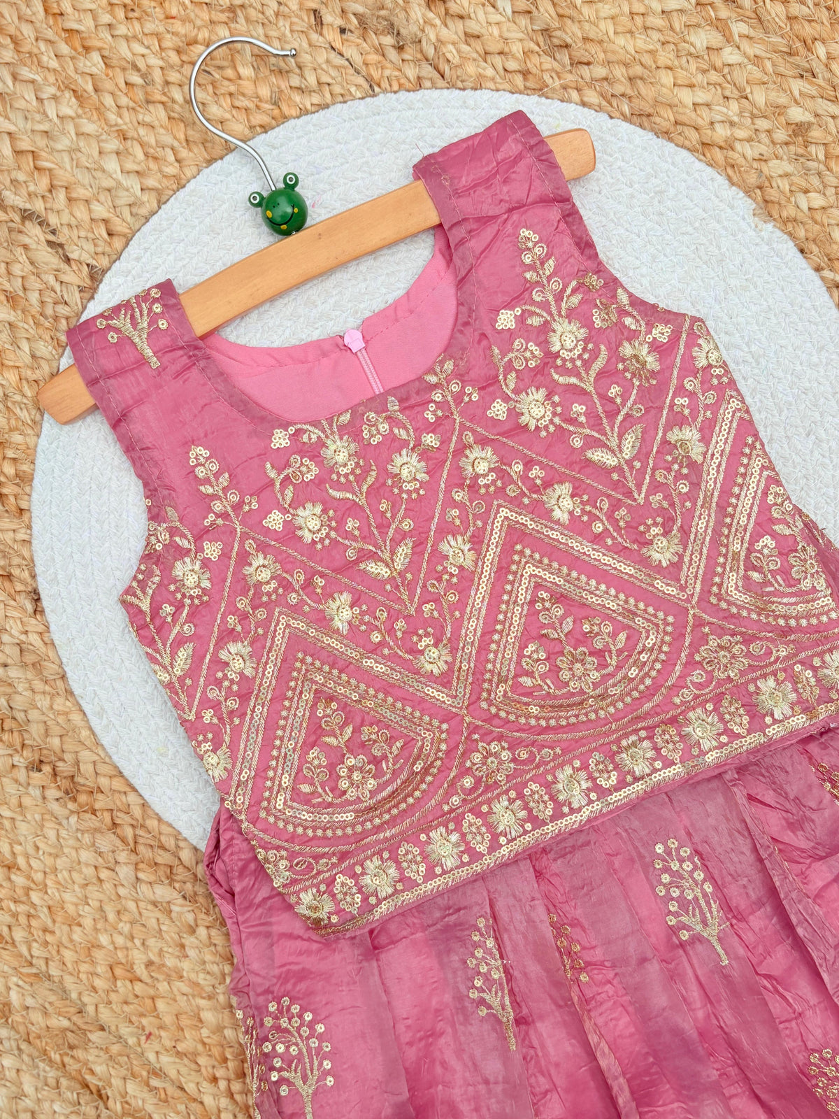 Kids Designer Lahenga Choli – Gold Crush Embroidery Work | Festive & Party Wear