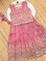 Kids Designer Lahenga Choli – Gold Crush Embroidery Work | Festive & Party Wear