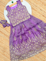 Kids Designer Lahenga Choli – Gold Crush Embroidery Work | Festive & Party Wear