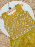 Kids Designer Lahenga Choli – Gold Crush Embroidery Work | Festive & Party Wear