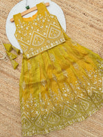 Kids Designer Lahenga Choli – Gold Crush Embroidery Work | Festive & Party Wear