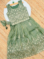 Kids Designer Lahenga Choli – Gold Crush Embroidery Work | Festive & Party Wear