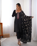 Elegant Chinon Silk 3-Piece Co-ord Set with Thread & Sequin Work
