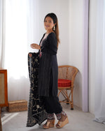 Elegant Chinon Silk 3-Piece Co-ord Set with Thread & Sequin Work