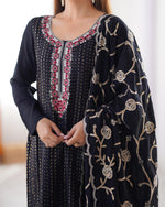 Elegant Chinon Silk 3-Piece Co-ord Set with Thread & Sequin Work