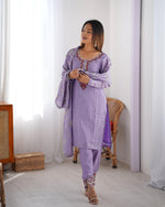 Elegant Chinon Silk 3-Piece Co-ord Set with Thread & Sequin Work
