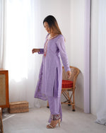 Elegant Chinon Silk 3-Piece Co-ord Set with Thread & Sequin Work