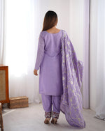 Elegant Chinon Silk 3-Piece Co-ord Set with Thread & Sequin Work