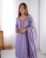Elegant Chinon Silk 3-Piece Co-ord Set with Thread & Sequin Work