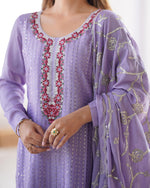 Elegant Chinon Silk 3-Piece Co-ord Set with Thread & Sequin Work