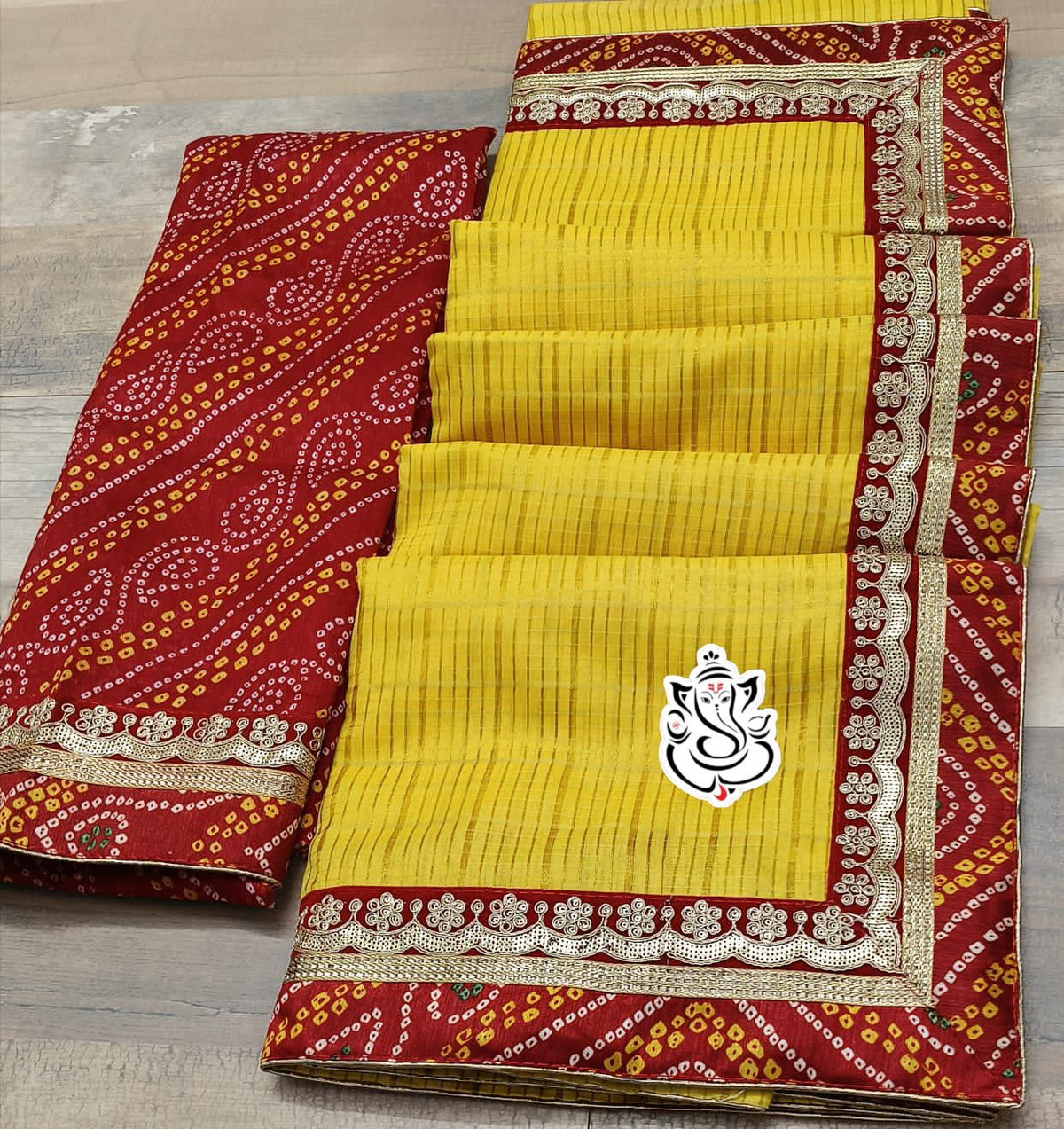 Traditional Bandhej Cotton Silk Saree with Jari Weaving Checks