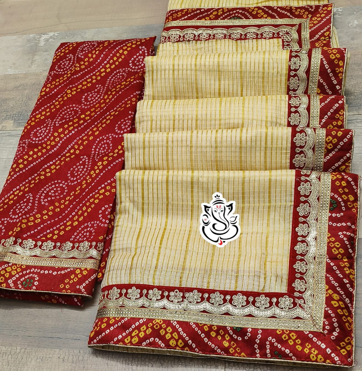 Traditional Bandhej Cotton Silk Saree with Jari Weaving Checks