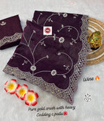 Exclusive Gold Crush Saree with Pitta Codding Zaal & Sequins Work
