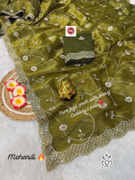 Exclusive Gold Crush Saree with Pitta Codding Zaal & Sequins Work