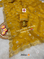 Exclusive Gold Crush Saree with Pitta Codding Zaal & Sequins Work