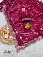 Exclusive Gold Crush Saree with Pitta Codding Zaal & Sequins Work
