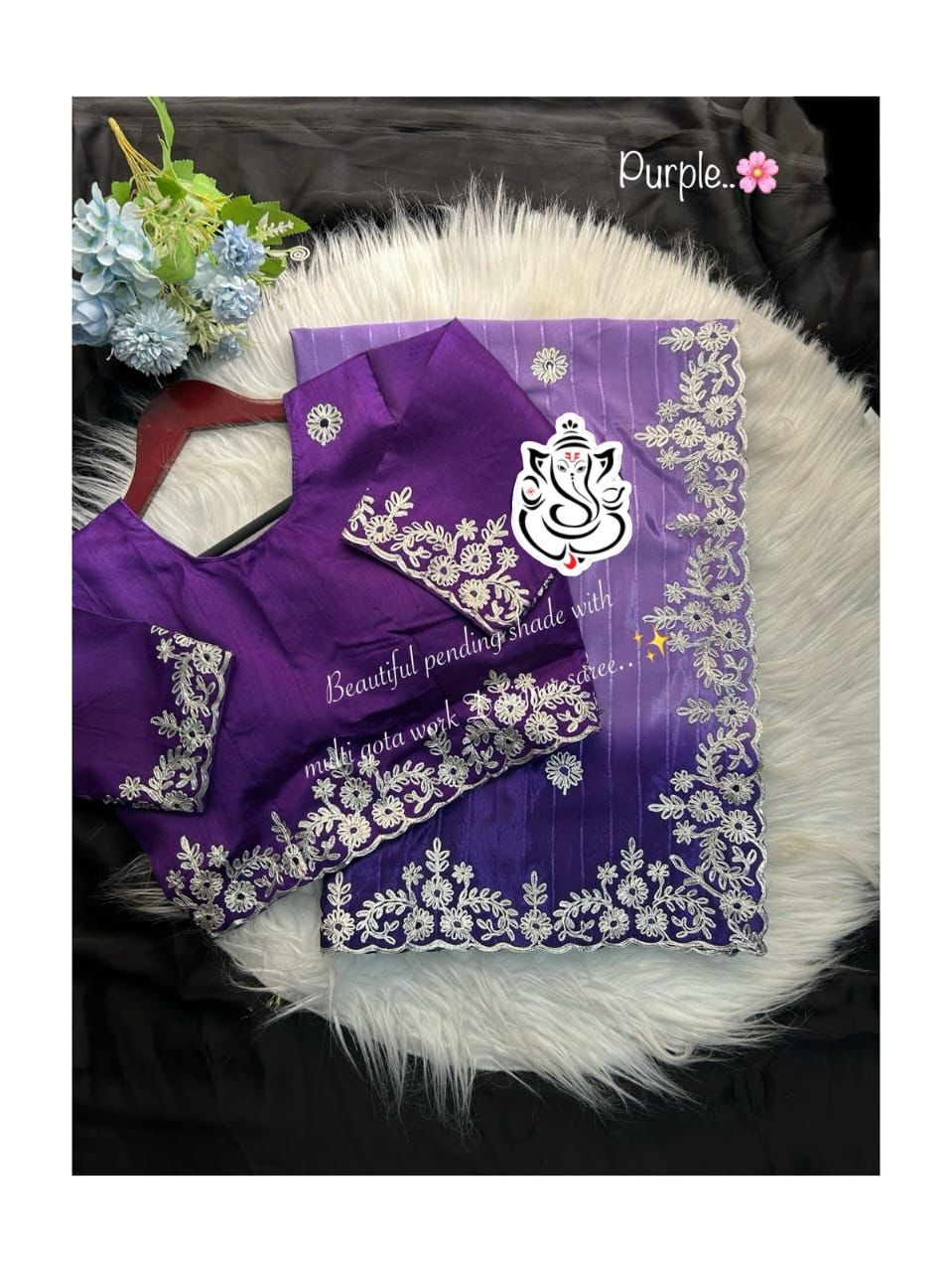 Premium Crape Silk Saree with Multi Coding Daga & Gota Embroidery