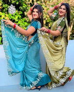 Premium Crape Silk Saree with Multi Coding Daga & Gota Embroidery
