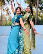Premium Crape Silk Saree with Multi Coding Daga & Gota Embroidery