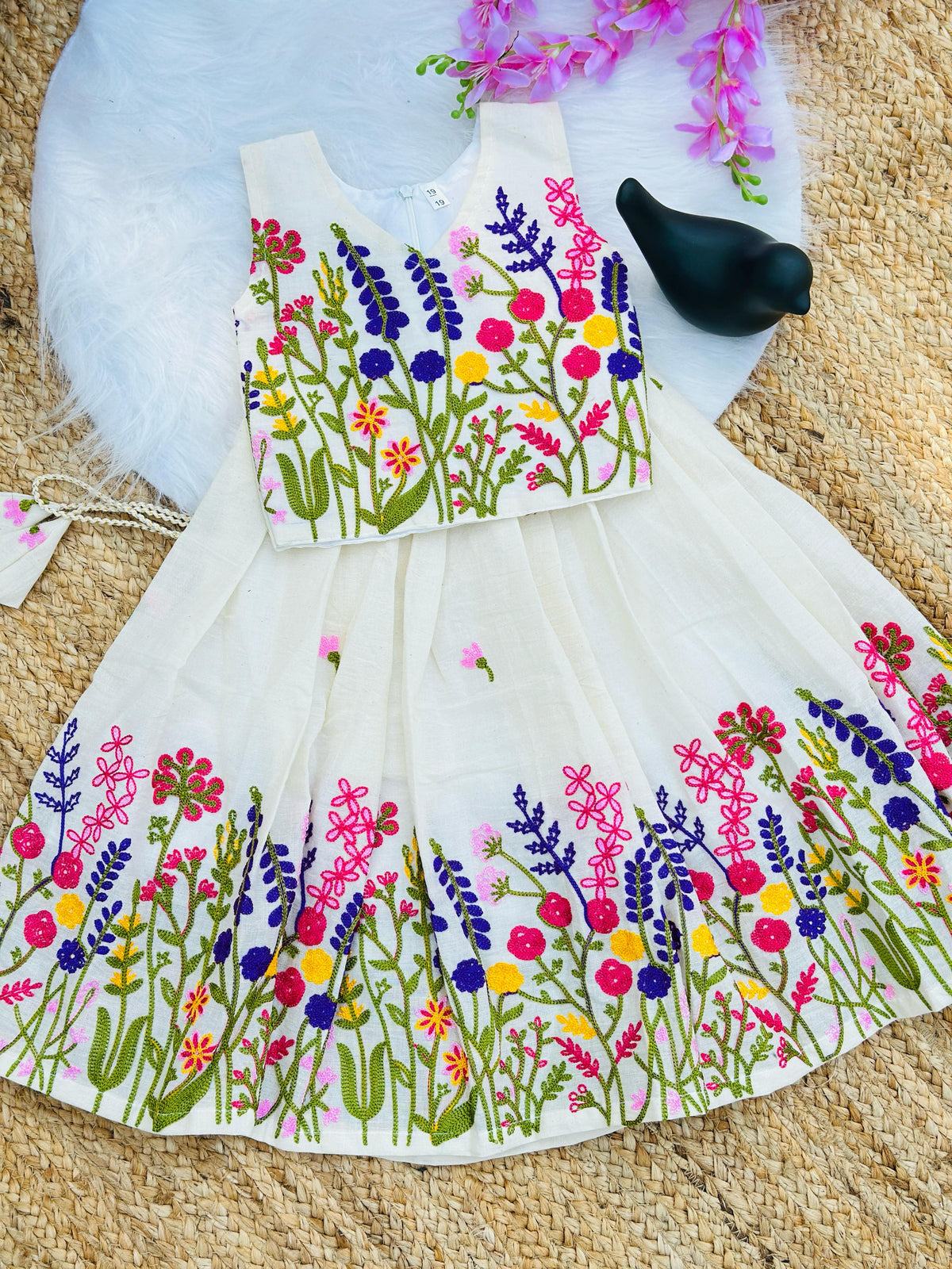 Kids Pure Cotton Silk Lahenga Choli – Thread Border Work | Festive & Party Wear