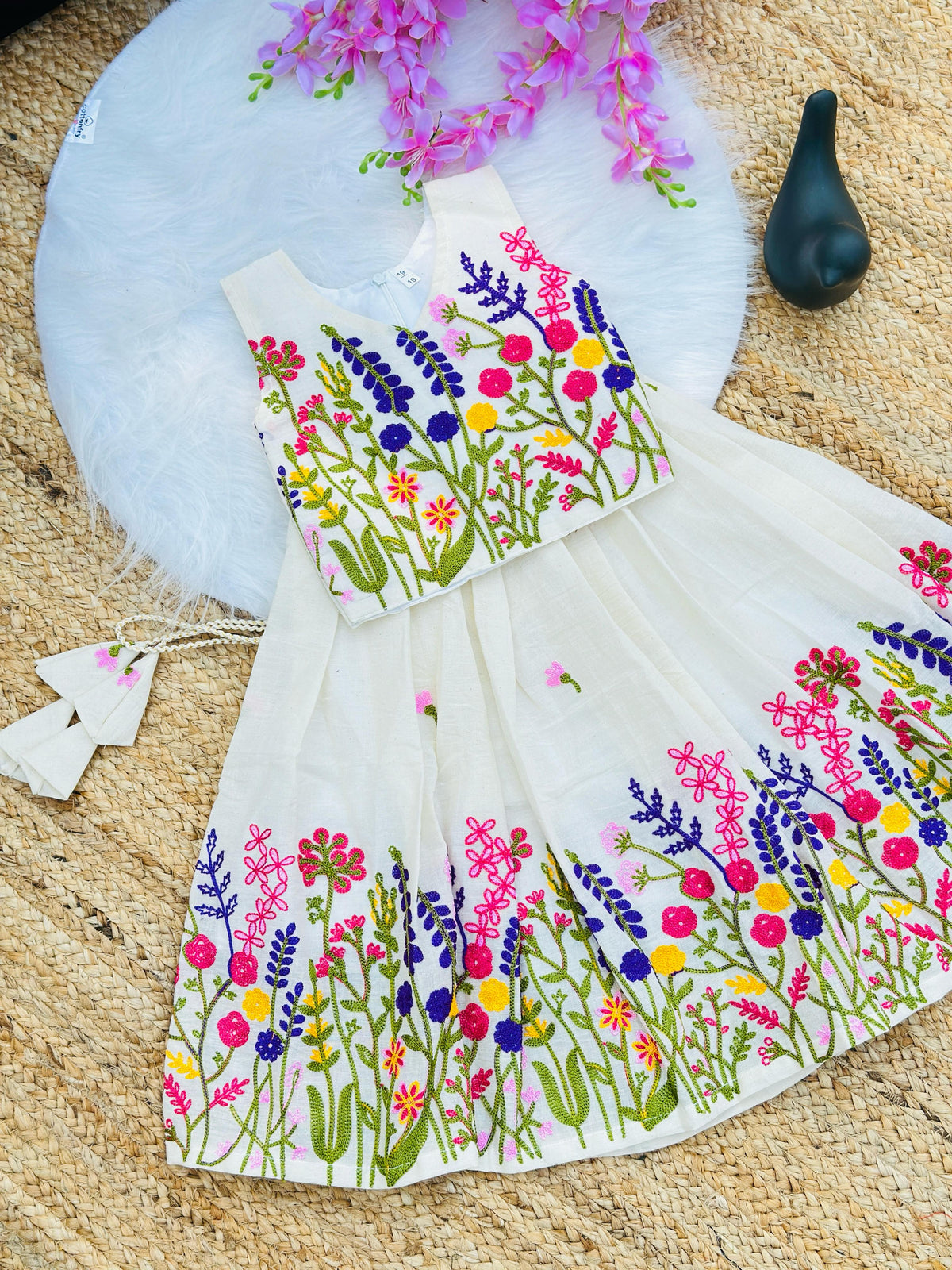 Kids Pure Cotton Silk Lahenga Choli – Thread Border Work | Festive & Party Wear