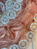 Pure Soft Fendy Chiffon Two-Tone Saree with Embroidery & 7mm Sequins Work