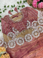 Pure Soft Fendy Chiffon Two-Tone Saree with Embroidery & 7mm Sequins Work