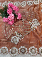Pure Soft Fendy Chiffon Two-Tone Saree with Embroidery & 7mm Sequins Work