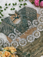 Pure Soft Fendy Chiffon Two-Tone Saree with Embroidery & 7mm Sequins Work