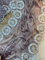 Pure Soft Fendy Chiffon Two-Tone Saree with Embroidery & 7mm Sequins Work