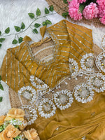 Pure Soft Fendy Chiffon Two-Tone Saree with Embroidery & 7mm Sequins Work