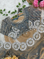 Pure Soft Fendy Chiffon Two-Tone Saree with Embroidery & 7mm Sequins Work