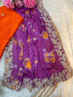 Elegant Pure Chinon Prism Dyble Saree with Embroidery & 3mm Sequins