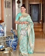 Elegant Soft Lichi Silk Saree with Rich Jacquard Work & Contrast Blouse