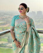 Elegant Soft Lichi Silk Saree with Rich Jacquard Work & Contrast Blouse