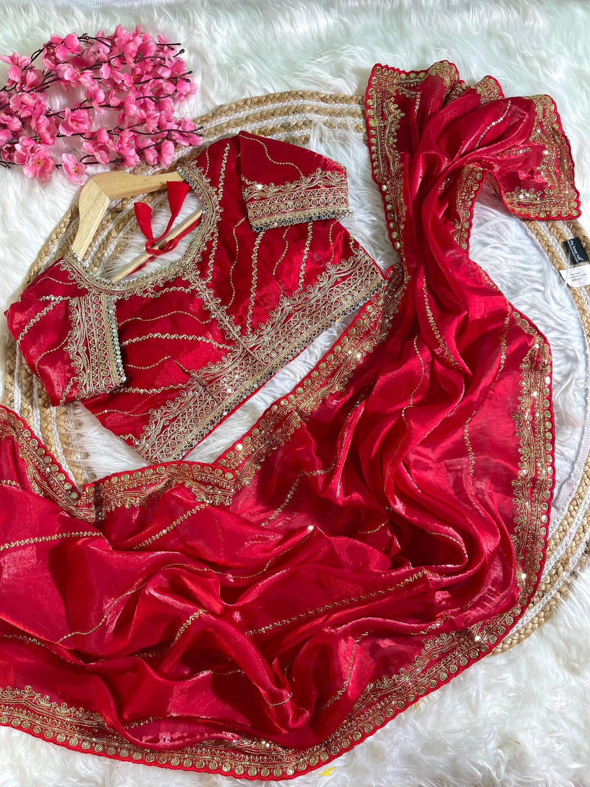 Pure Soft Zimmy Choo Silk Saree with Embroidery & Sequins
